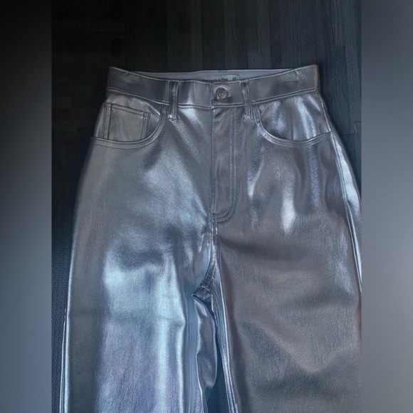 Abercrombie & Fitch Silver Curve Love Vegan Leather 90’s Straight Pant 32 / 14 - Picture 9 of 12
